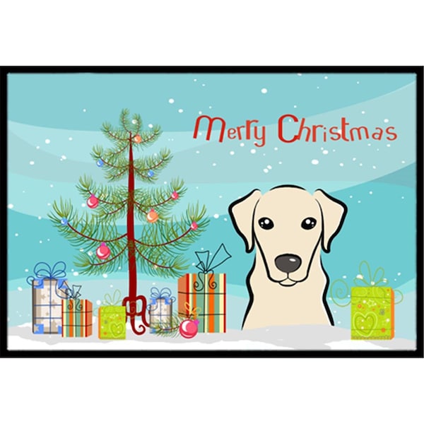 Carolines Treasures Christmas Tree and Yellow Labrador Indoor or Outdoor Mat- 18 x 27 BB1594MAT - main